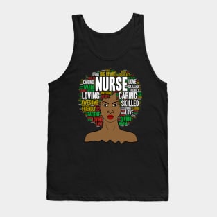 Black Nurse Afro Word Art Tank Top